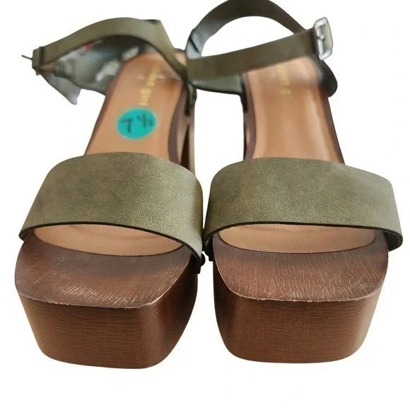 Madden Girl G Dean Platform Wood Block Heel Sandals Olive Green Size 7.5 - Picture 5 of 11